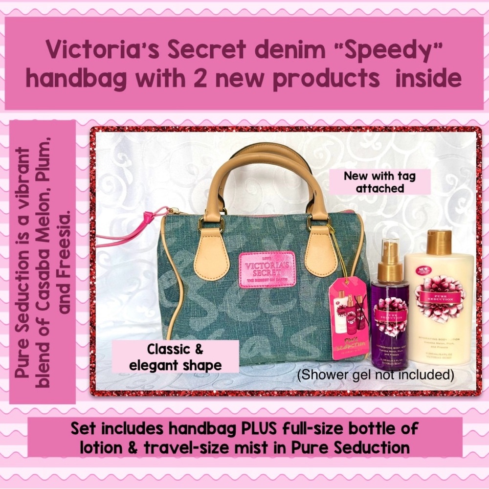 Victoria's Secret Denim Handbag with Pink Accents